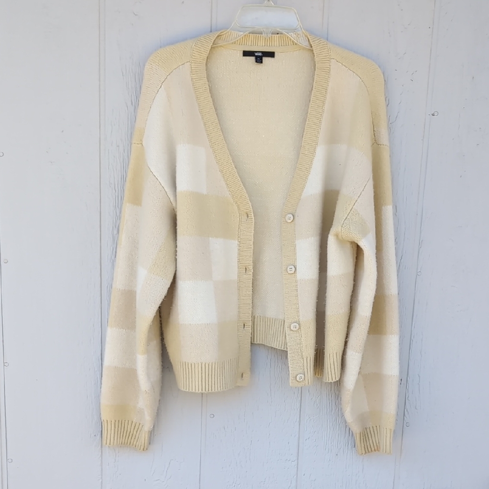 Vans Beige and Cream Striped Cardigan